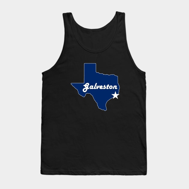 Galveston Texas Navy Blue Lone Star State Map Texan Tank Top by Sports Stars ⭐⭐⭐⭐⭐